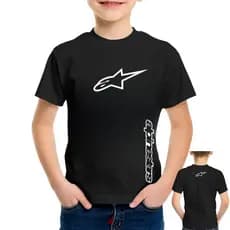 Camiseta Camisa Infantil Estampa Alpinestars Motociclismo Automobilismo Algodão Confortável