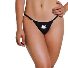 Calcinha Fio Dental Alça Regulável 100% Algodão Fio Duplo String Estampa Hello Kitty Confortável