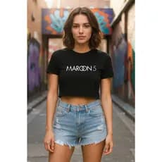 Cropped Camiseta Maroon 5 Five Banda Musica Pop Rock Feminino