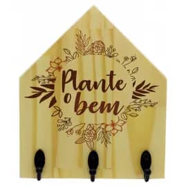 porta-chaves de madeira Plante o Bem
