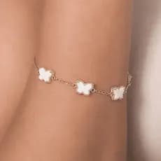 Pulseira Rommanel Banhado Ouro 18k Borboleta Branca 552183 DIA A DIA REF: 5521831906