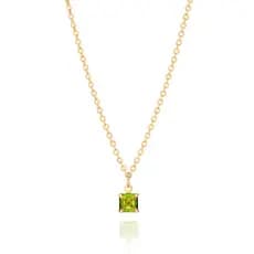 532404 Gargantilha Rommanel agosto folheada a ouro elos cadeado com cristal verde claro