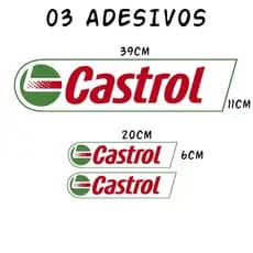 3 Adesivos Vinil Castrol 1 Unid 39x11cm E 2 Unid 20x6cm - Alta Qualidade-Vinilaprovad'agua