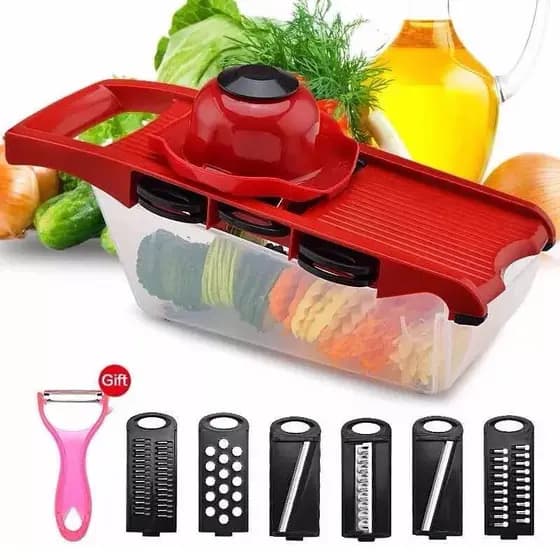 Cortador Abobrinha Pepino Batata Fatiador Mandolin Legumes 6 Lâminas Inox