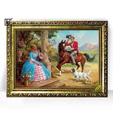 Quadro Moldura Trabalhada Cavalheiro E Donzela Classica 47x35cm