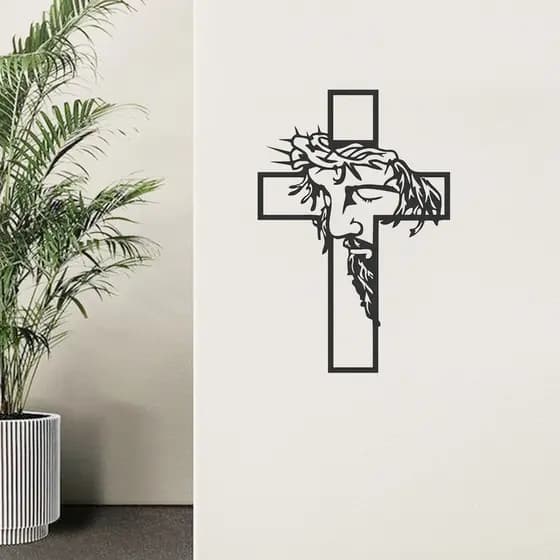 Painel Decorativo Jesus Cristo Cortado a Laser Mdf Vazado Cruz