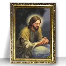Quadro Moldura Trabalhada Jesus Cristo Orando 47x35cm