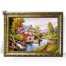Quadro Moldura Trabalhada Casal Na Porteira 47x35cm