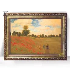 Quadro Moldura Dourada Campo De Papoulas Claude Monet Monet 47x35cm