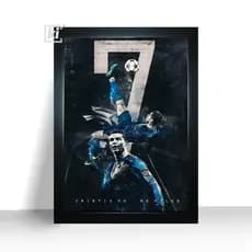 Quadro com Moldura Jogador Cr7 Futebol 32x44cm
