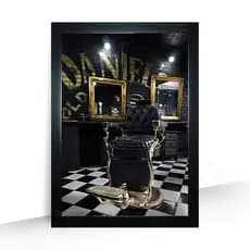 Quadro Cadeira Barbeiro Daniel Barbearia com Moldura 32x44cm