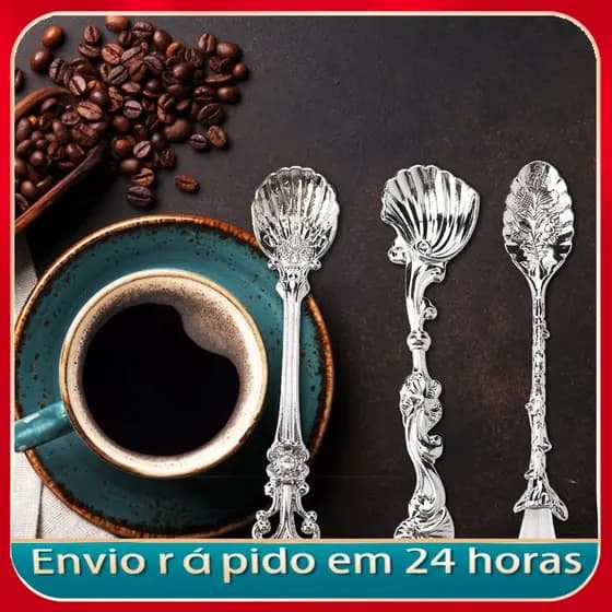Nicegadget-BR estilo vintage talheres de cozinha colher de café sobremesa colher de chá talheres para casa bar loja