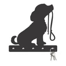 Porta Chaves Cachorro com Coleira em Mdf Vazado de 3mm - Chaveiro Decorativo de Parede Pet