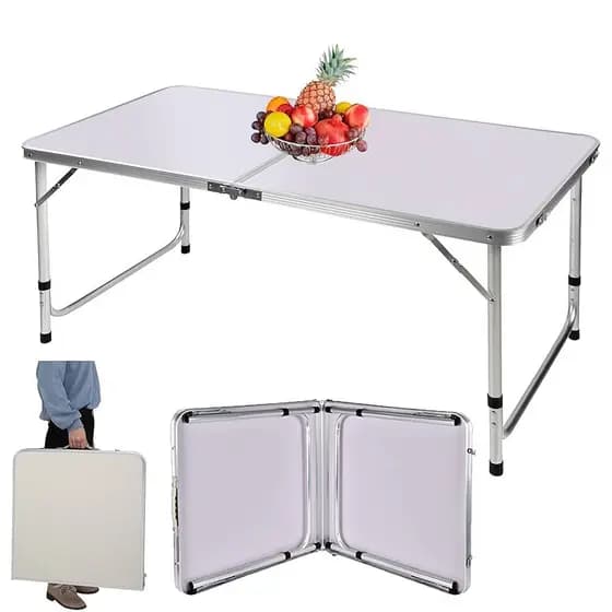 Mesa Aluminio Dobravel Resistente 120 X 60 Mdf Camping