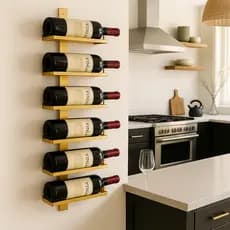 Adega Suspensa De Parede Suporte Vinho 6 Garrafas Alinhadas