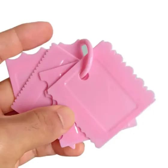 Kit 4 Mini Espátulas 8 Texturas Para Decoração de Bolo Wave Cake e Bentô Cake - Rosa