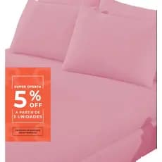 Jogo de Cama Casal Padrão 3 Peças Cores Lisas - Rosa