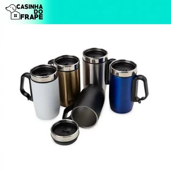 Caneca Inox Parede Dupla 275 ml Base em EVA Antiderrapante, Cozinha, Casa, Café, Chá