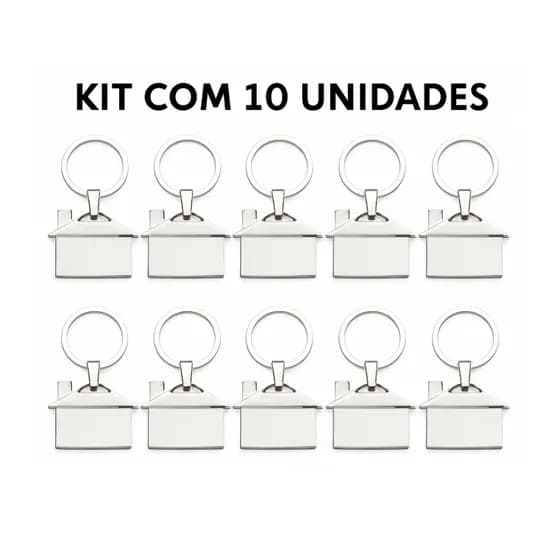 Kit 10 Chaveiros Metal Formato Casa, Personalizado,Casa e Decoração, Chave, Brinde, Porta, Mimo, Corretor