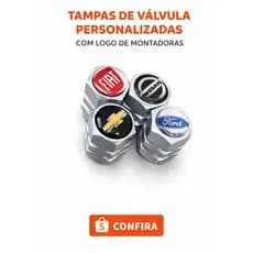 Kit 4 Tampas de Válvula Cromadas com Emblema