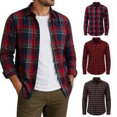 Camisa Masculina Manga Longa Xadrez Flanela Vermelha Preta Azul Inverno Frio Festa Junina