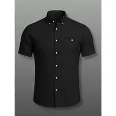 Camisa Masculina Manga Curta Modelagem Slim Fit Com Elastano Premium Colarinho Abotoado Luxo