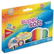 Massinha Escolar Modelar 12 Cores 180G Super Macia e Soft Original Tris