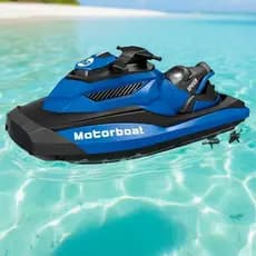 Barco Lancha  Moto Jet Sky Controle Remoto Bat Recarregável Super Rápido Cor Azul