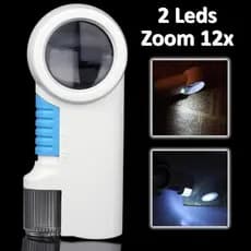 Lupa de Mão Com Luz 2 Leds com lanterna amplicação 12X CBRN01606