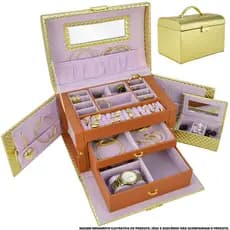 Caixa Para Joias Bijuteria Luxo Dourado CBRN10738