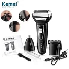 máquina de barbear kemei 3x1 barbeador shaver tirar pelo nariz sem fio recarregável KM-6558 - Bivolt