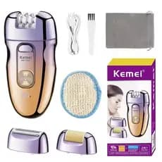 Depilador Elétrico Feminino Kemei 3 em 1 Aparador de Pelos Lixador de Pés KM-7103 - Bivolt