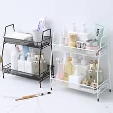 Prateleira Organizador de mesa Dupla Ferro Rack de armazenamento Banheiro Cozinha Multiuso