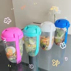 Copo para salada e frutas com Molheira e Garfo grande capacidade 1000ml