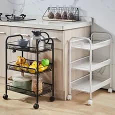 Estante Com Rodinha Organizador Modular Multiuso 3 Prateleiras de Metal artigos de cozinha decoração