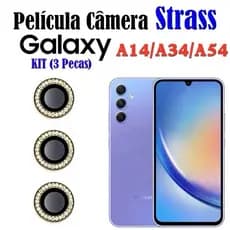 KIT STRASS PELICULA CÂMERA SAMSUNG A14-A54-A34 DIAMANTE BRILHANTE STRASS