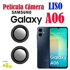 KIT(2 Pecas)Película De Câmera Liso A06 GALAXY Com Anel De Metal Protetors De Lentes Vidro Temperado