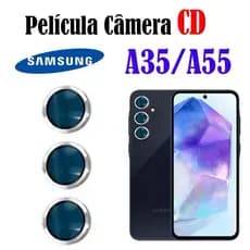 Kit (3*PCS) Películas Câmera Lisa Para Galaxy A35/A55 Protetor da Lente com Anel de Metal