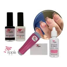 Kit Carimbo Duplo + 2 Esmaltes para Carimbo + Recuperador de Esmalte