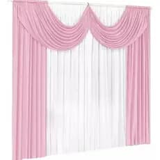 Cortina Paris Pra Janela Sala E Quarto Com Bando 3,00 X 2,80 Rosa/branco