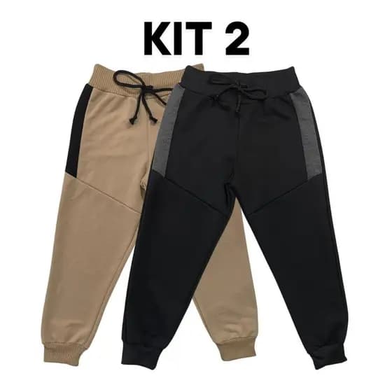 Kit 2 Calça de Moletom Moletinho Menino Infantil Estilosa Quentinha Confortável