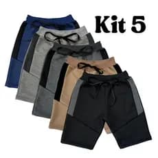 Kit 5 Bermuda Moletinho Moletinho Infantil Confortável com Cadarço Escola Dia a Dia