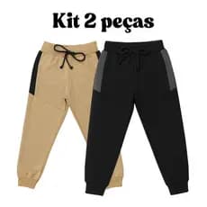 Kit 2 Calça Moletom Moletinho com Cadarço ideal para Escola e Sair Premium