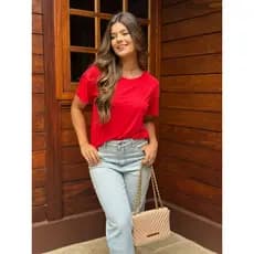 Kit 3 Blusa Feminina Básica Para Dia a Dia Manga Curta Casual Corte a Laser