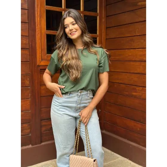 Kit 4 Blusa Feminina Básica para Dia a Dia Manga Curta Casual Corte a Laser