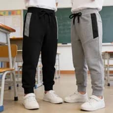 Kit 2 Calça de Moletom Moletinho com Cadarço e Detalhe Quentinha Confortável Estilosa Tamanhos 02 a 12 anos