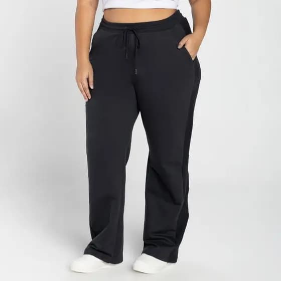 Calça de moletom peluciada Basicamente/Malwee plus size feminina