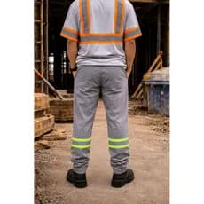 Calça de Uniforme Refletivo Pedreiro Mecânico Operacional Brim Profissional Reforçada Cores