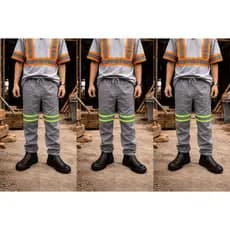 KIT 3 Calças Brim REFLETIVA e REFORÇADA P/ Trabalho Pesado Uniforme Profissional C/ ELÁSTICO E REFORÇO