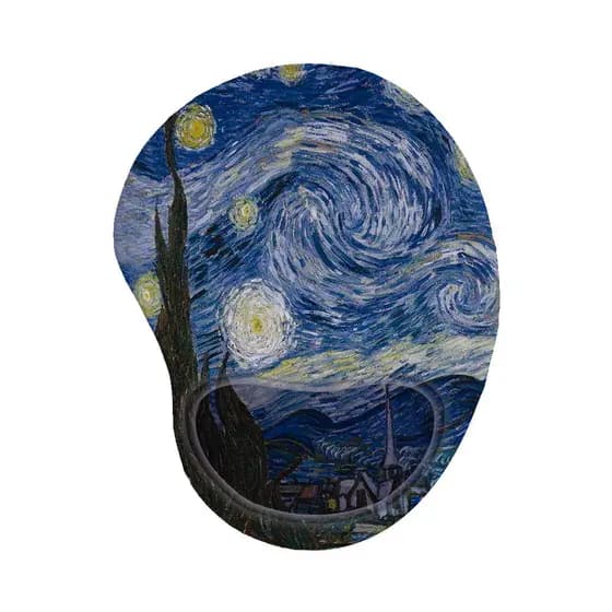 Mouse Pad Ergonômico com Base de Apoio de Pulso Punho Pintura Van Gogh Noite Estrelada